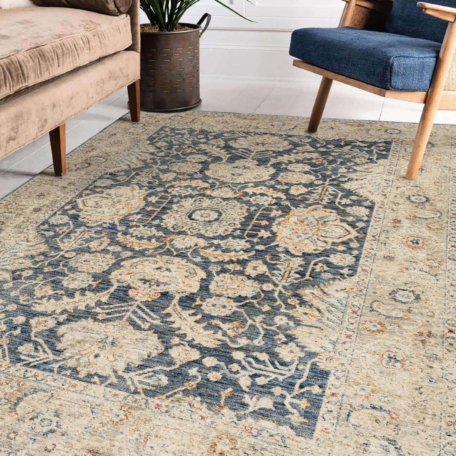 Bergama BE8 Navy Rug - Baconco