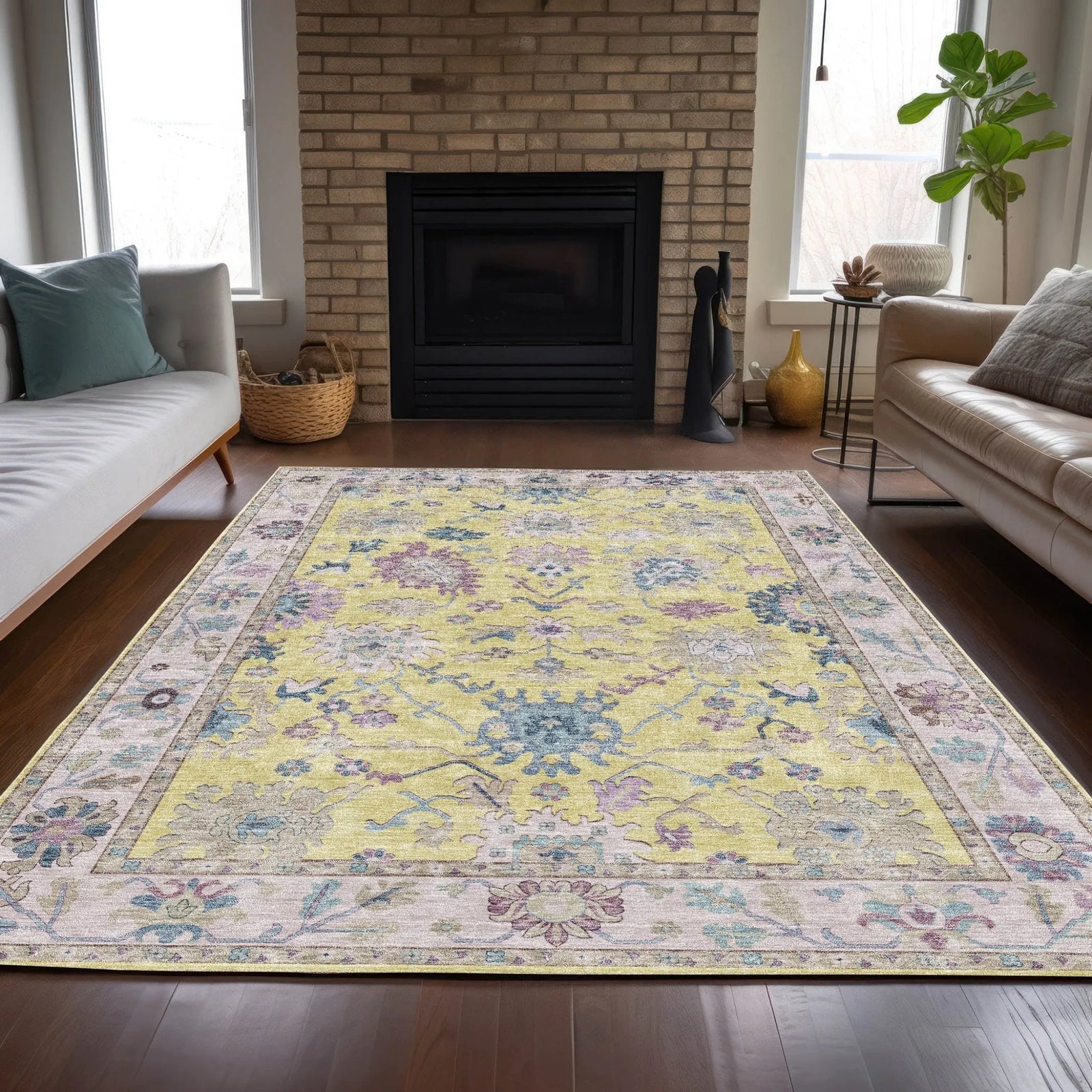 Hatay HY7 Yellow Rug - Baconco