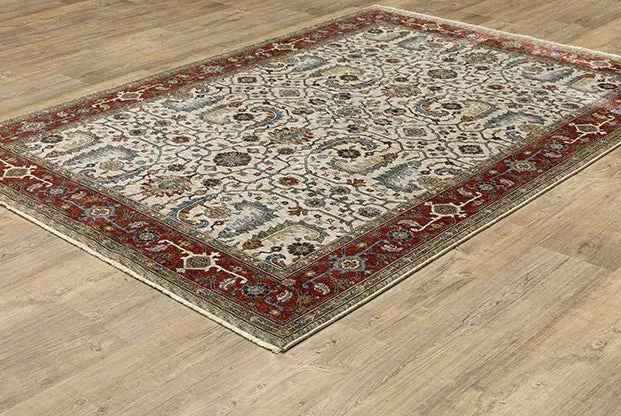 Aberdeen 144D Cream/Red Rug - Baconco