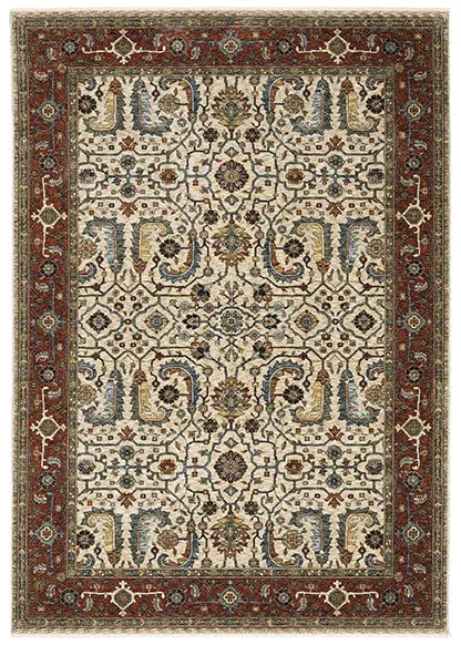 Aberdeen 144D Cream/Red Rug - Baconco