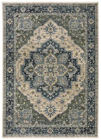 Aberdeen 51G Grey/Blue Rug - Baconco