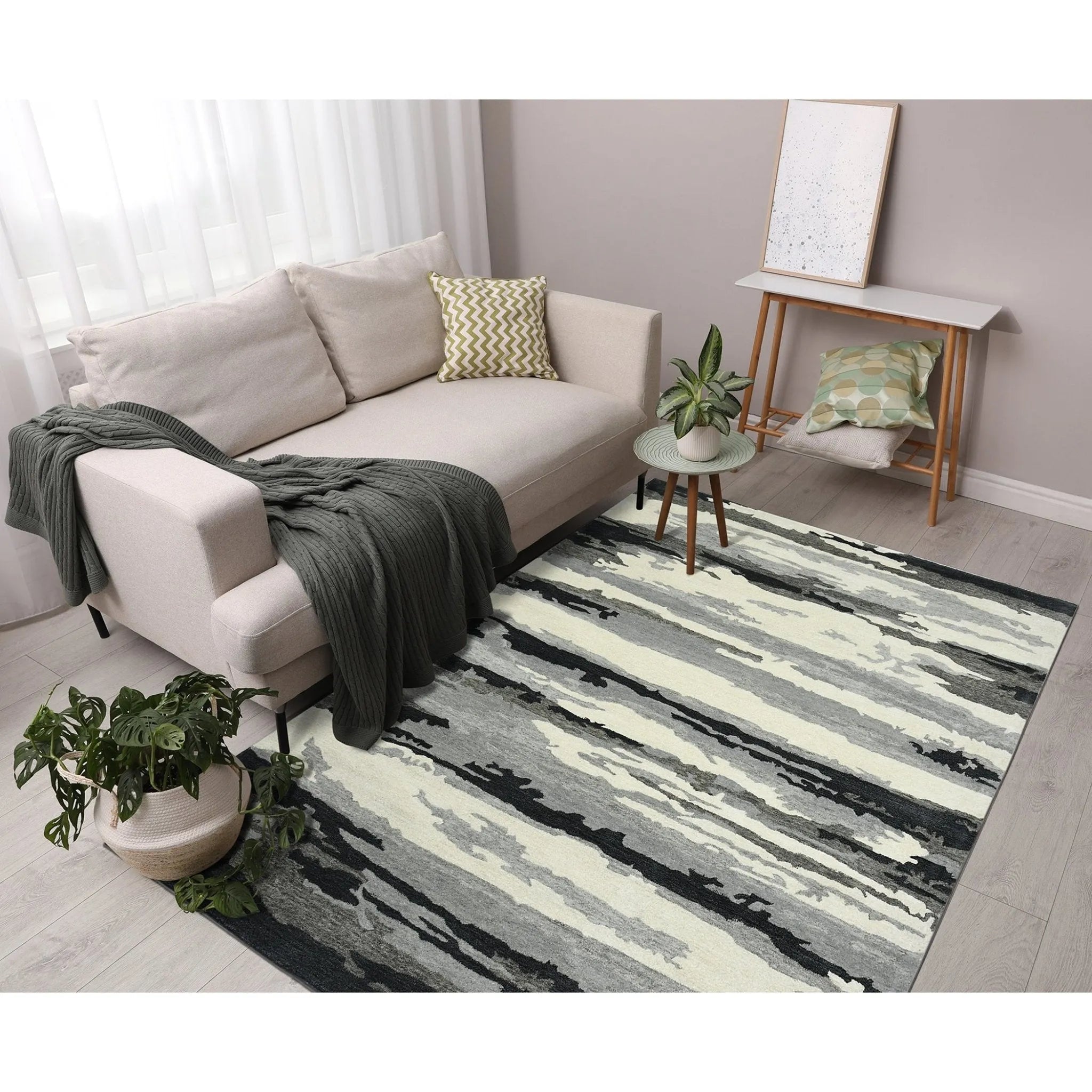 Abstract ABS-6 Dark Grey Rug - Baconco