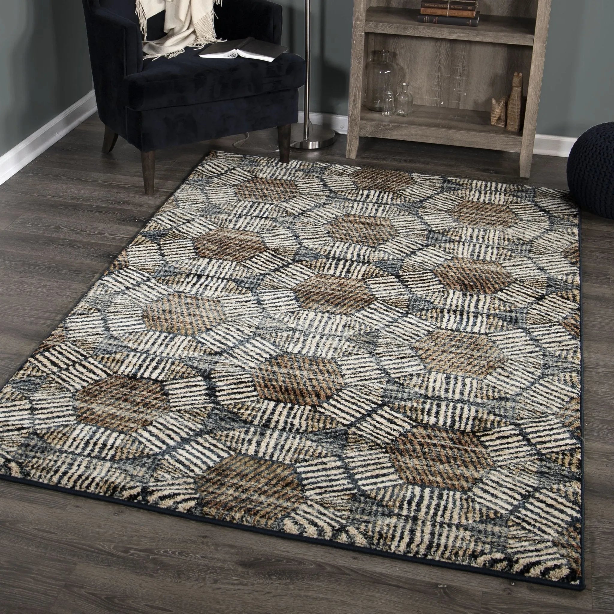 Adagio 8231 Textured Penny Blue Rug - Baconco