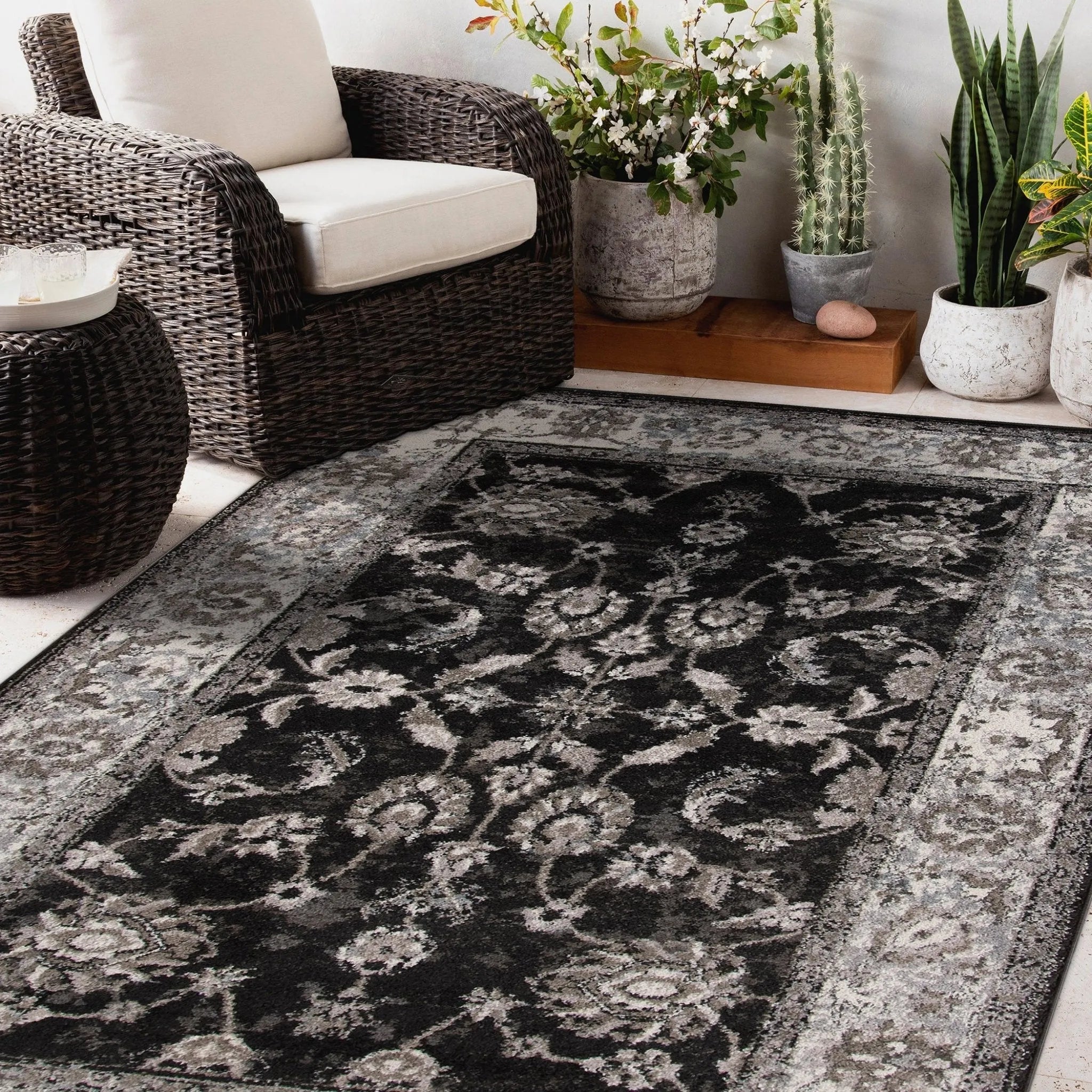 Alexandria ALX-44 Black/Ivory Rug - Baconco