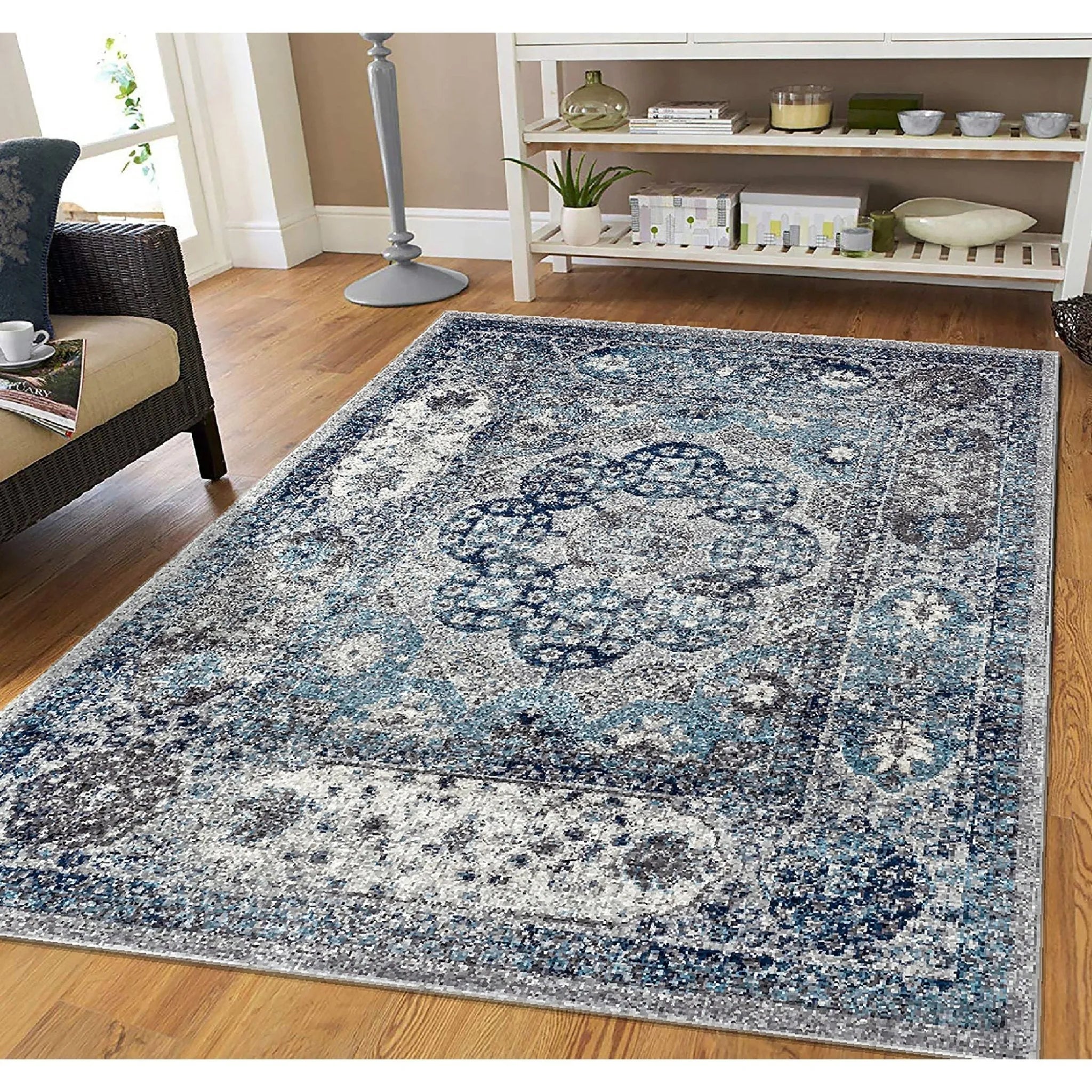 Alexandria ALX-83 Grey/Sea Blue Rug - Baconco