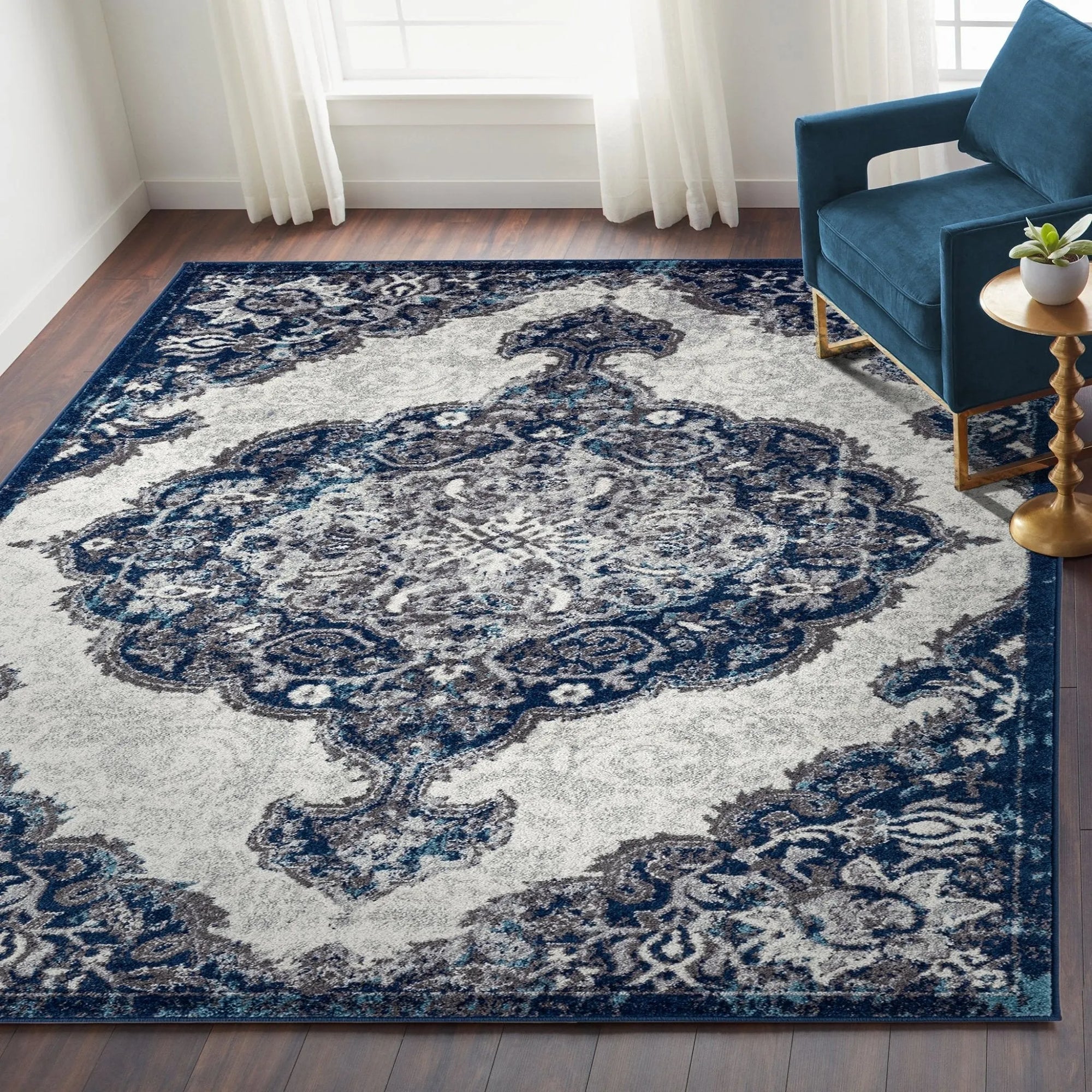 Alexandria ALX-86 Ivory/Navy Rug - Baconco