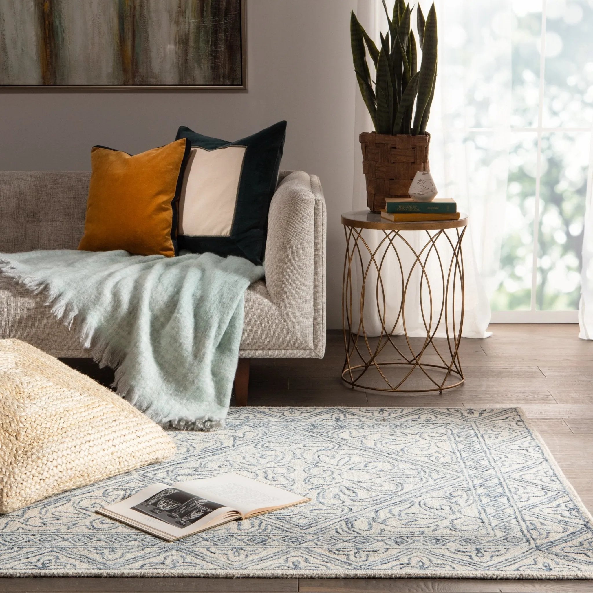 Almira Alr01 Carmen Blue/Light Gray Rug - Baconco