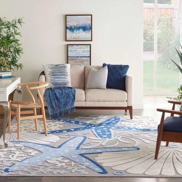 Aloha ALH24 Blue/Grey Area Rug - Baconco