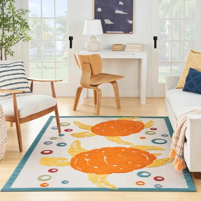 Aloha ALH27 Teal/Multi Area Rug - Baconco