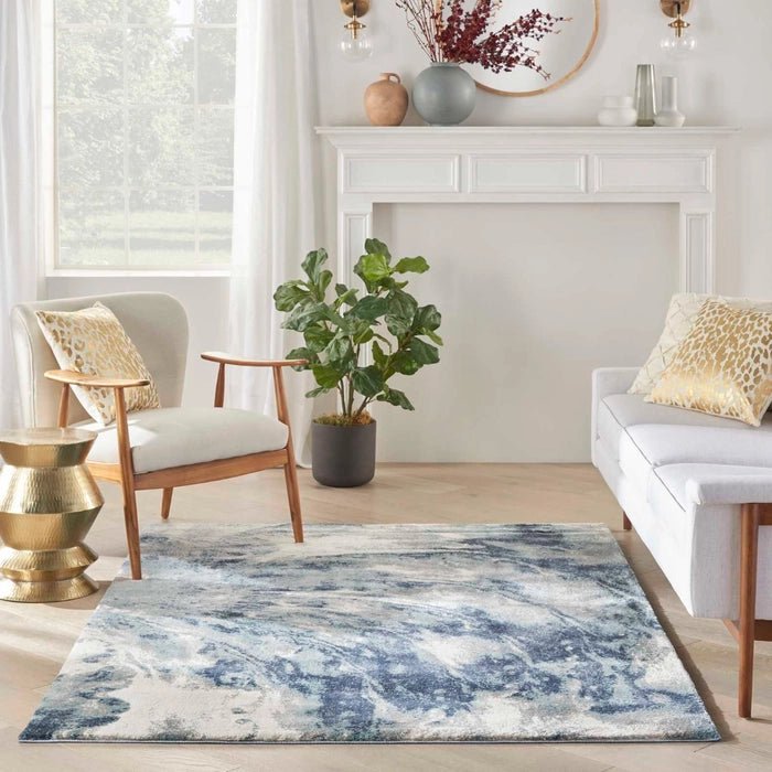 American Manor (KI100) AMR03 Blue/Ivory Rug - Baconco