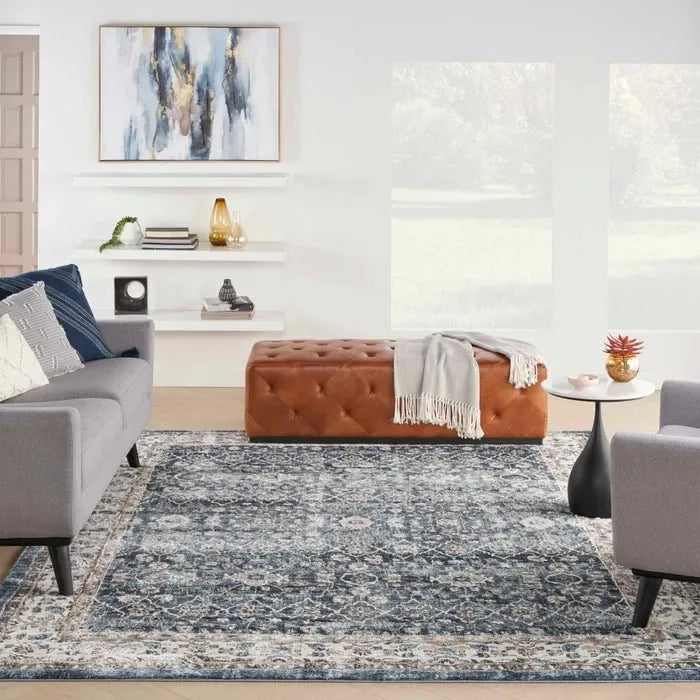 American Manor(KI100) AMR01 Blue/Ivory Rug - Baconco