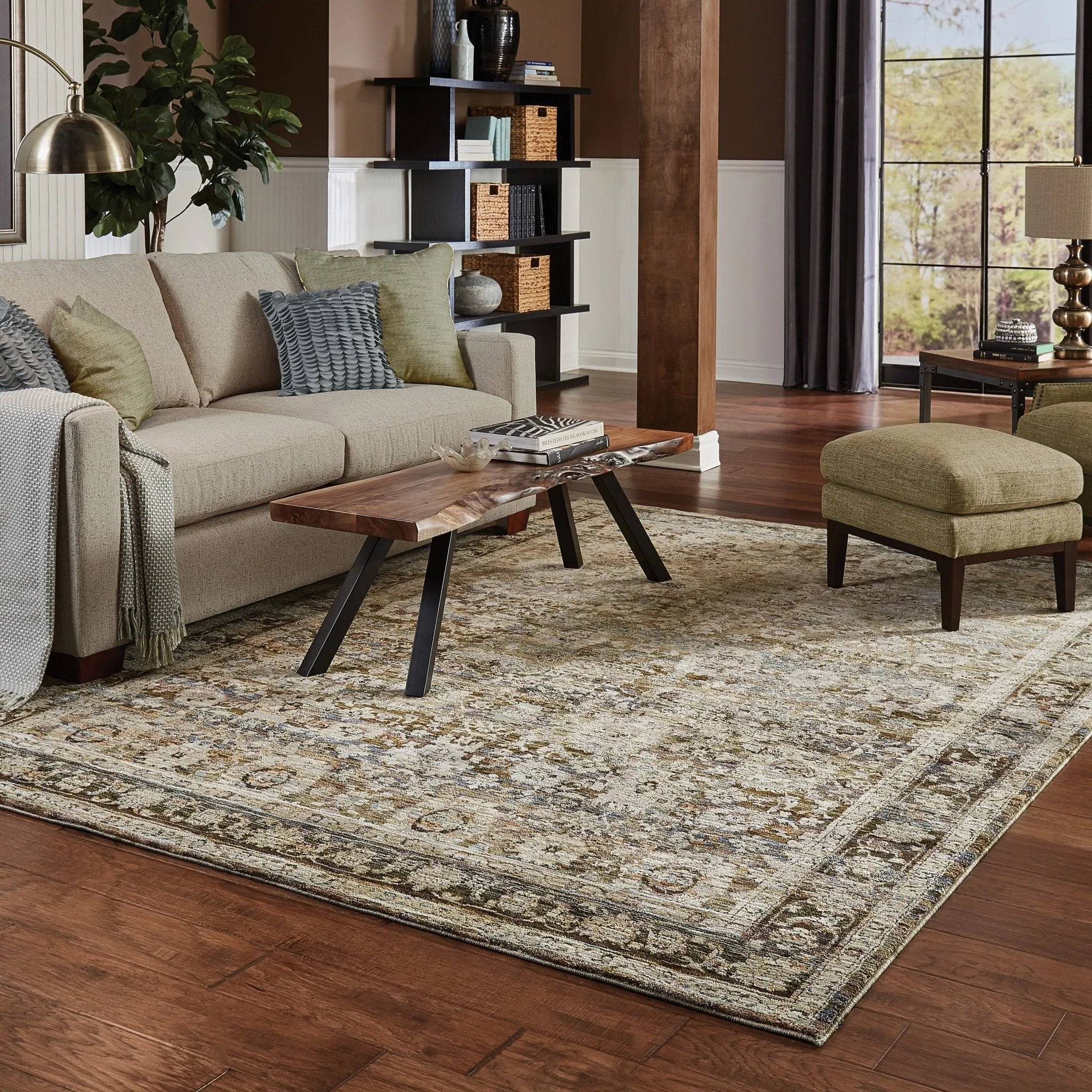 Andorra 7125C Green/ Brown Rug - Baconco