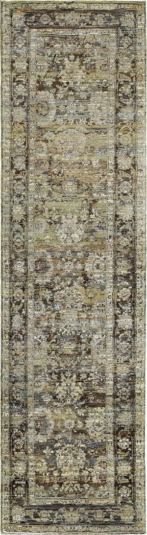 Andorra 7125C Green/ Brown Rug - Baconco