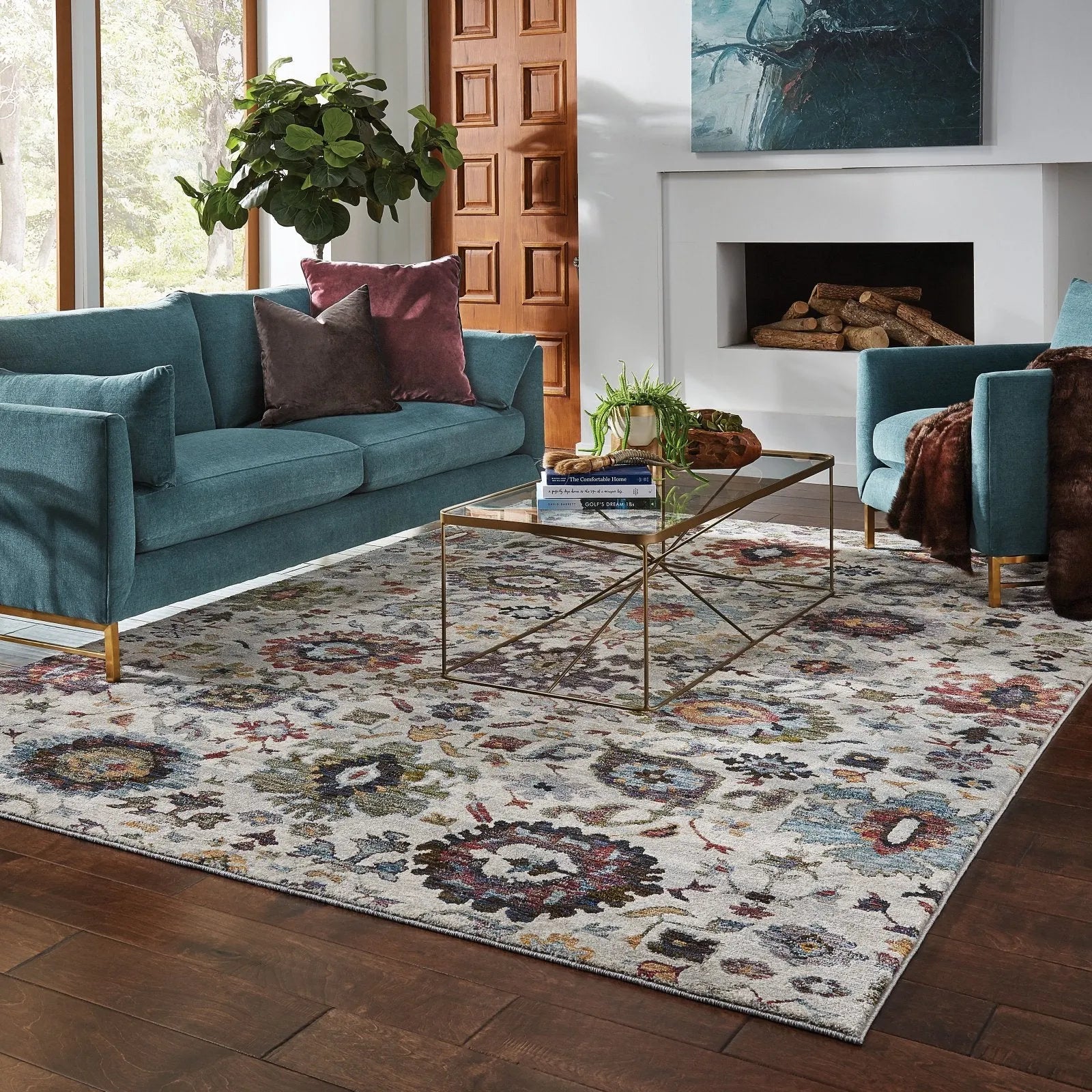 Andorra 7129A Stone/ Multi Rug - Baconco