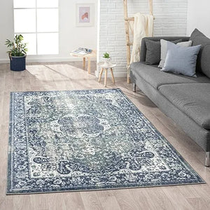 Antalya 82058BTE Beige/Teal Rug - Baconco