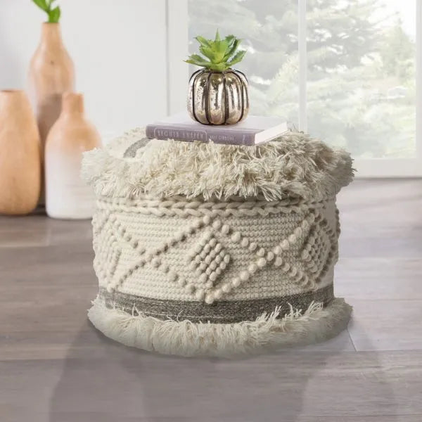 Astrid 99758WGY White/Grey Pouf - Baconco