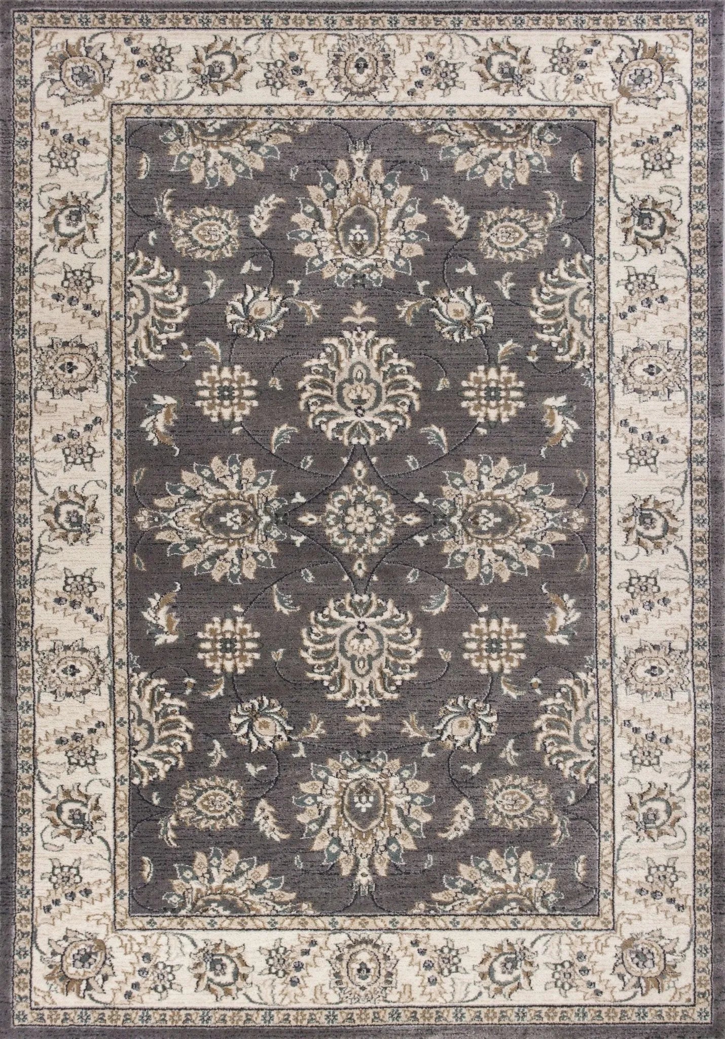 Avalon 5608 Kashan Grey/Ivory Rug - Baconco