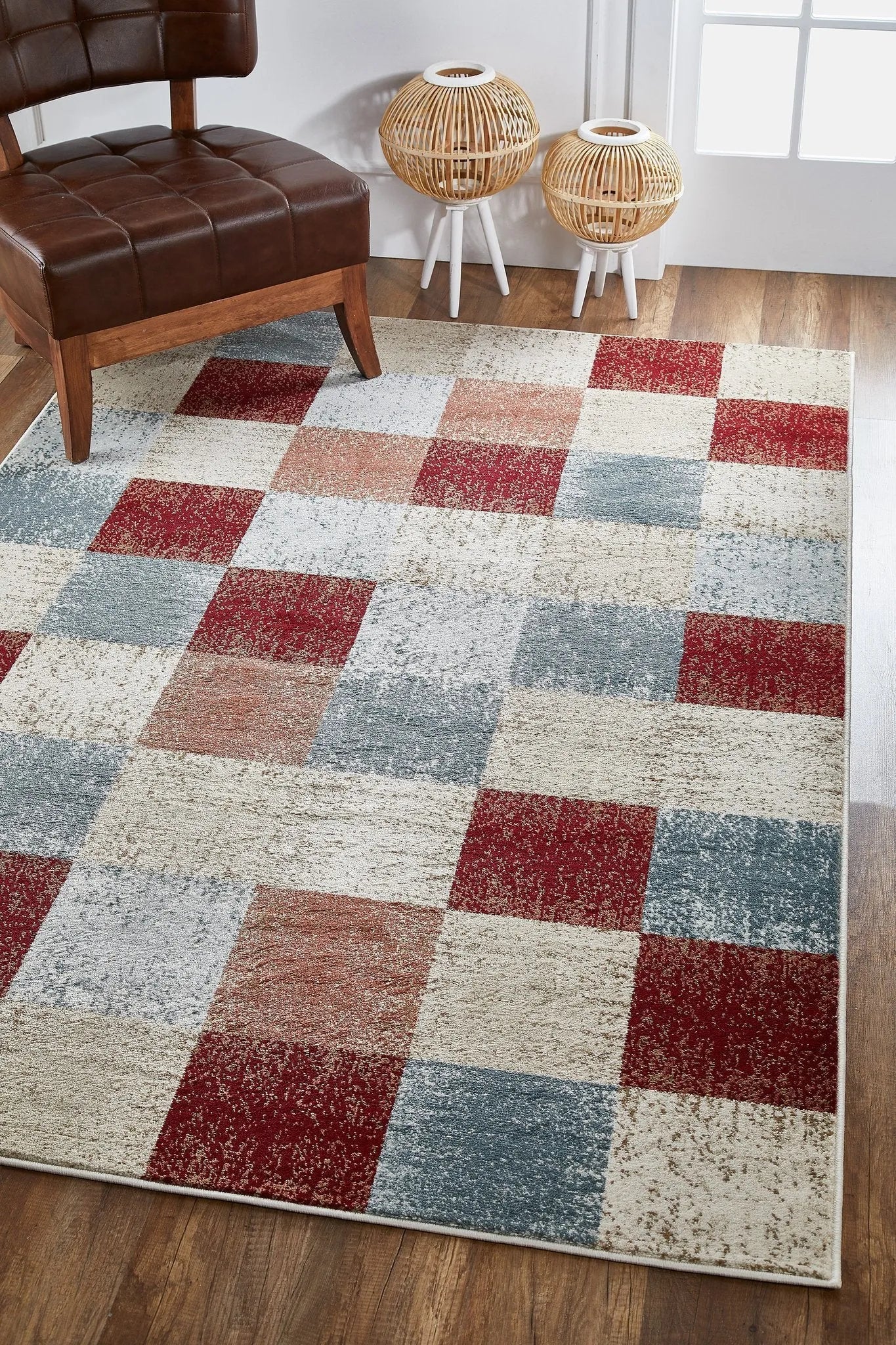 Avalon 5616 Checkered Brown Rug - Baconco