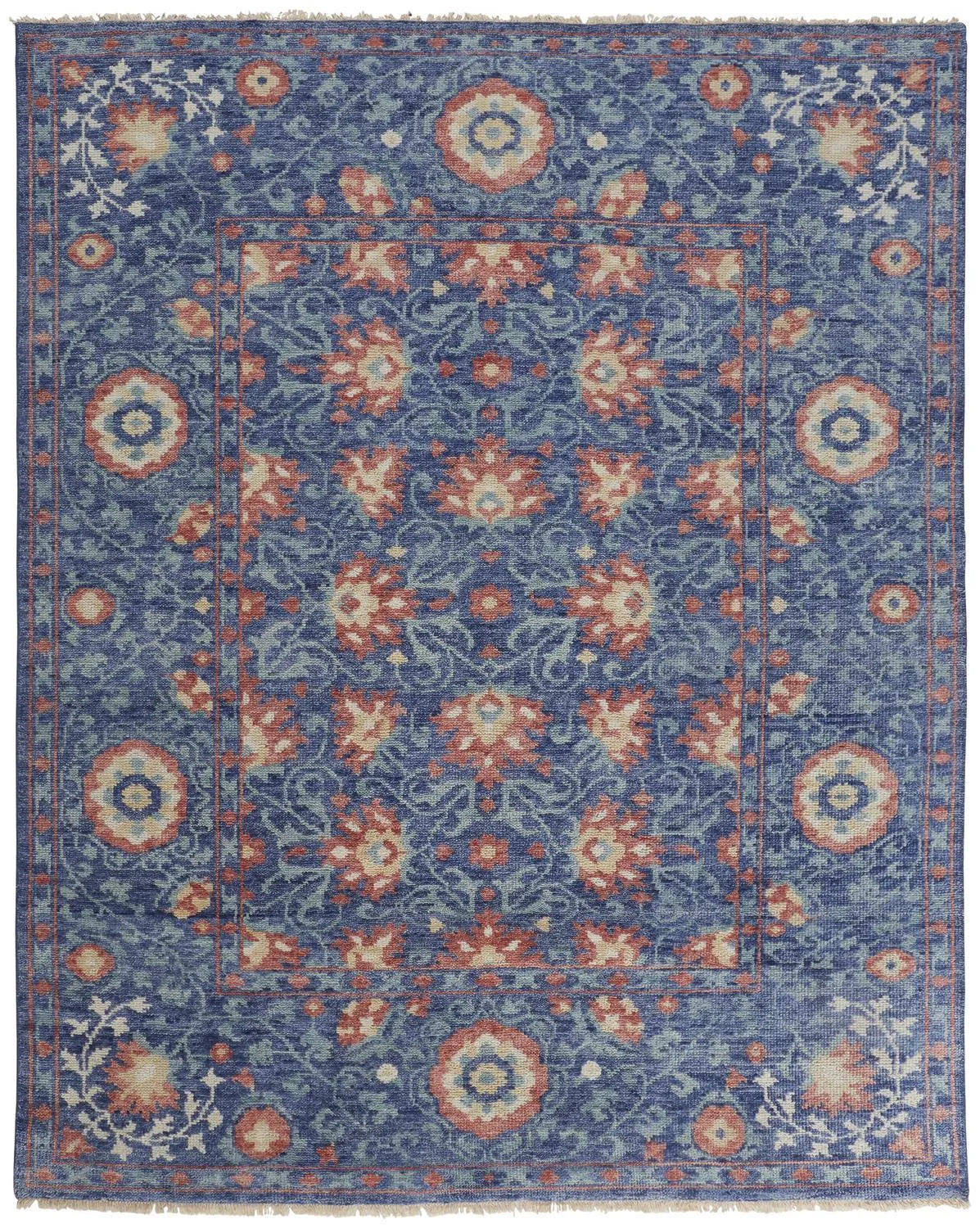 Beall 6713F Blue/Orange Rug - Baconco