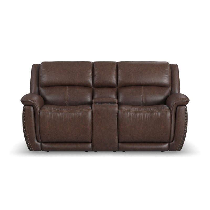 Beau Power Reclining Loveseat with Console and Power Headrests - Baconco