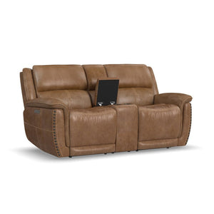 Beau Power Reclining Loveseat with Console and Power Headrests - Baconco