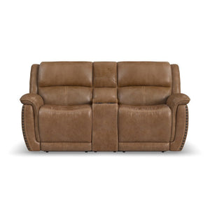 Beau Power Reclining Loveseat with Console and Power Headrests - Baconco