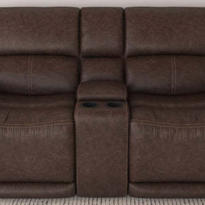 Beau Power Reclining Loveseat with Console and Power Headrests - Baconco