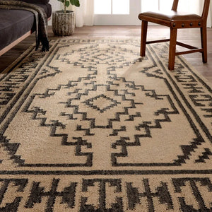 Bedouin BD24 Light Beige/Deep Black Rug - Baconco