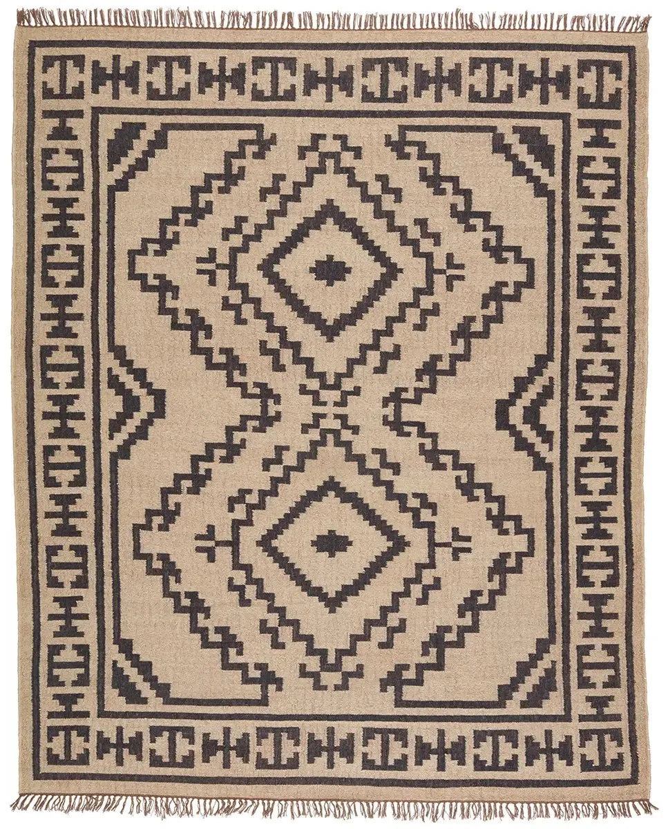 Bedouin BD24 Light Beige/Deep Black Rug - Baconco