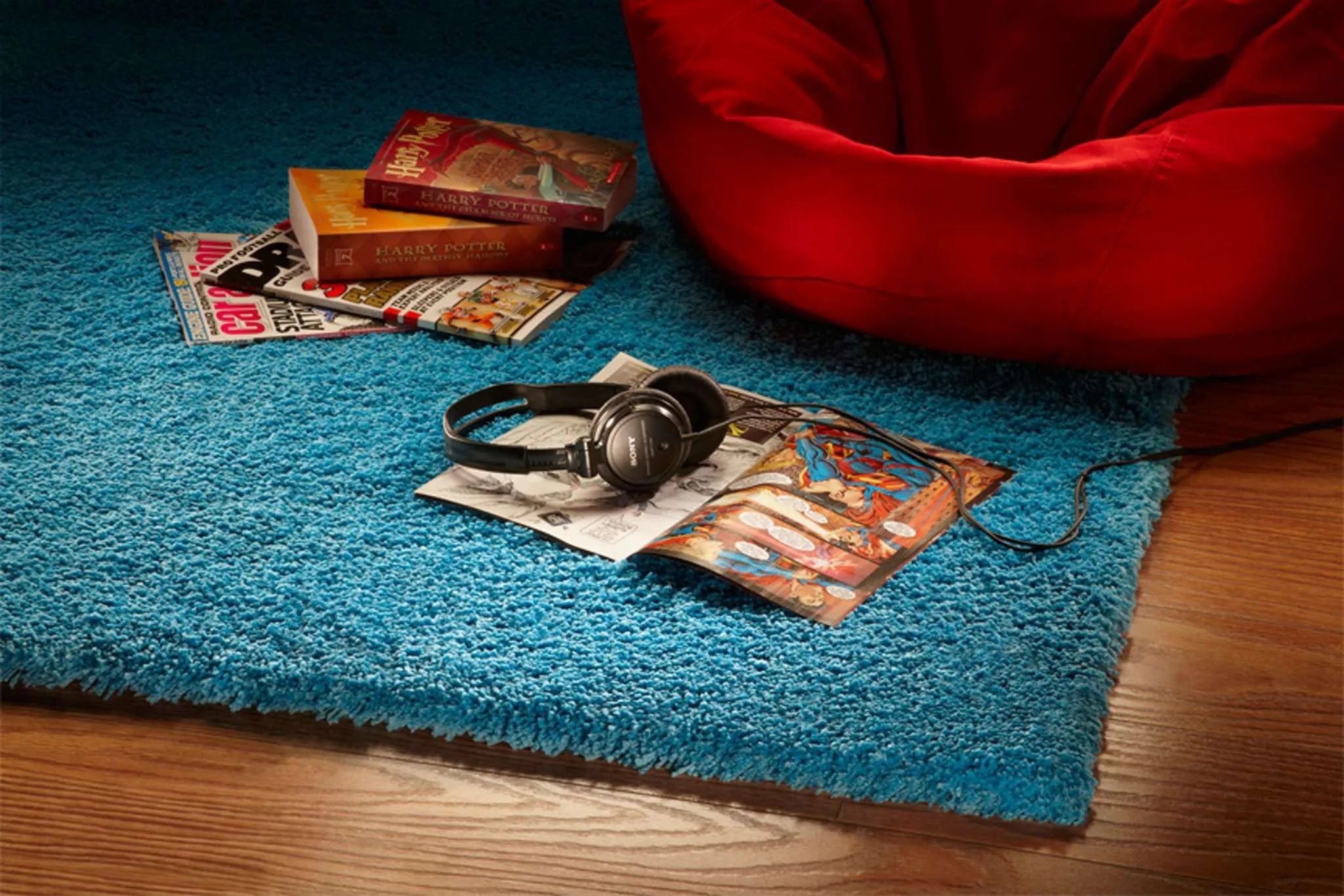 Bliss 1577 Shag Highlighter Blue Rug - Baconco