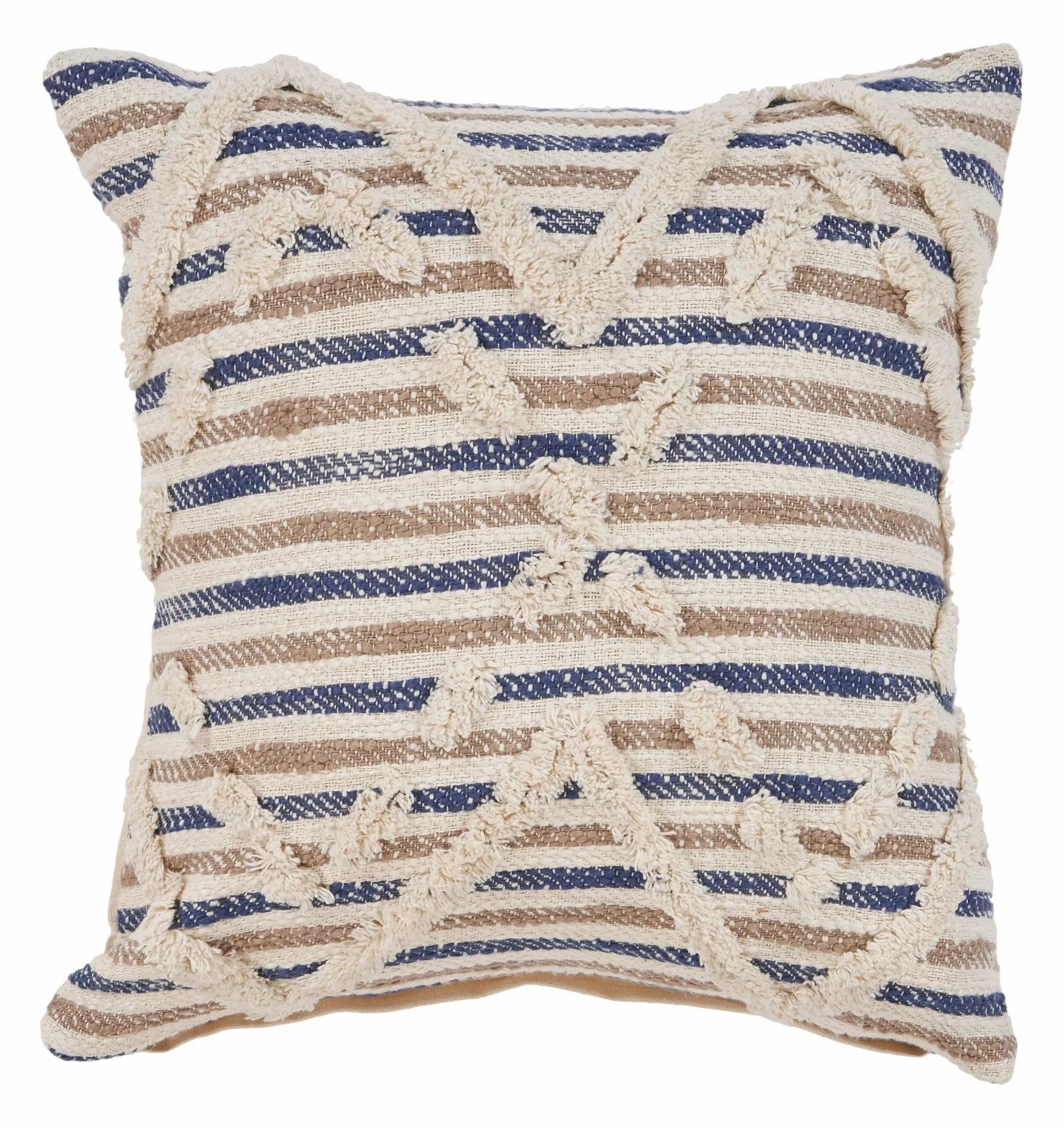 Blue Textured Stripe LR07344 Throw Pillow - Baconco