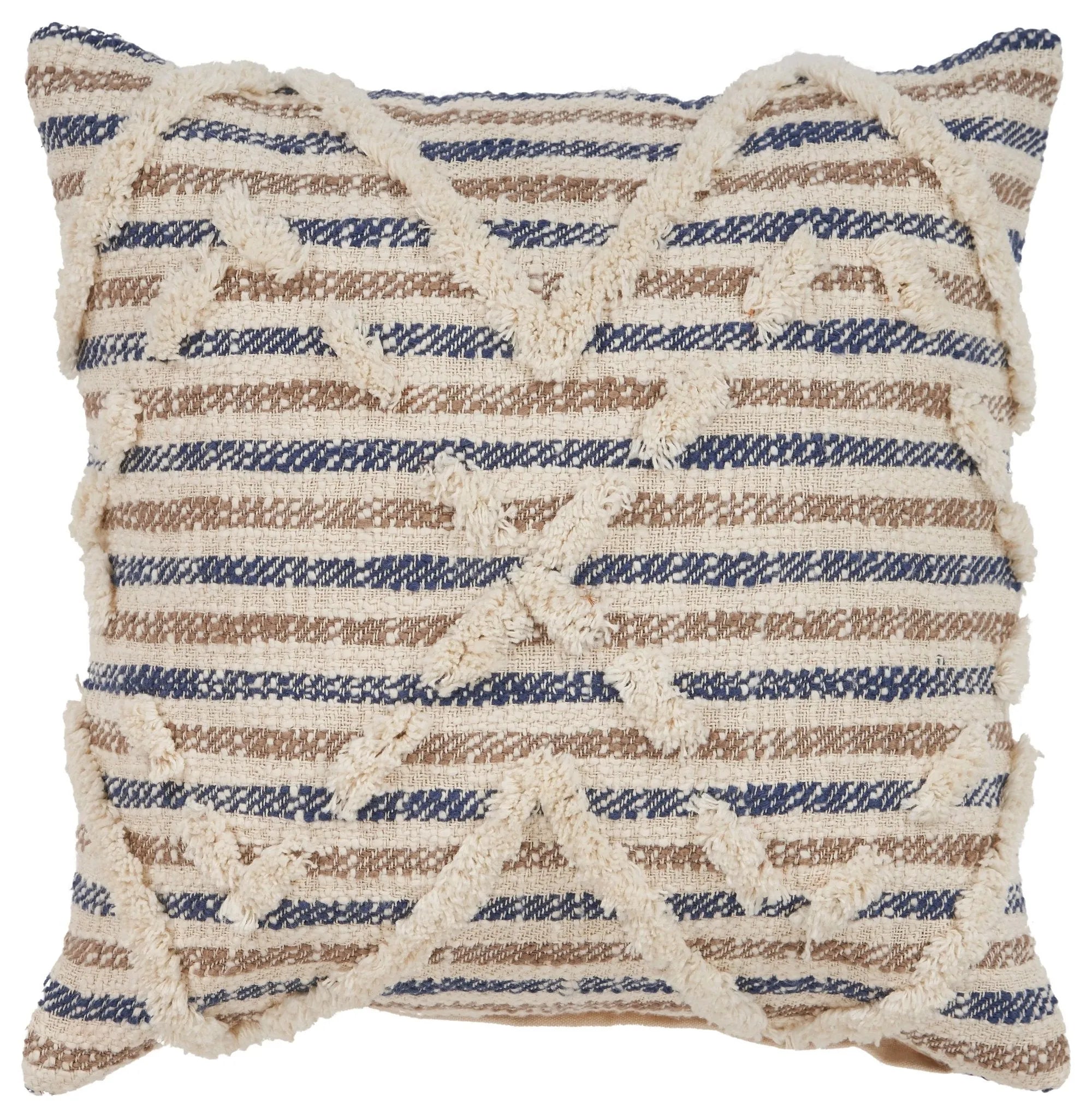 Blue Textured Stripe LR07344 Throw Pillow - Baconco