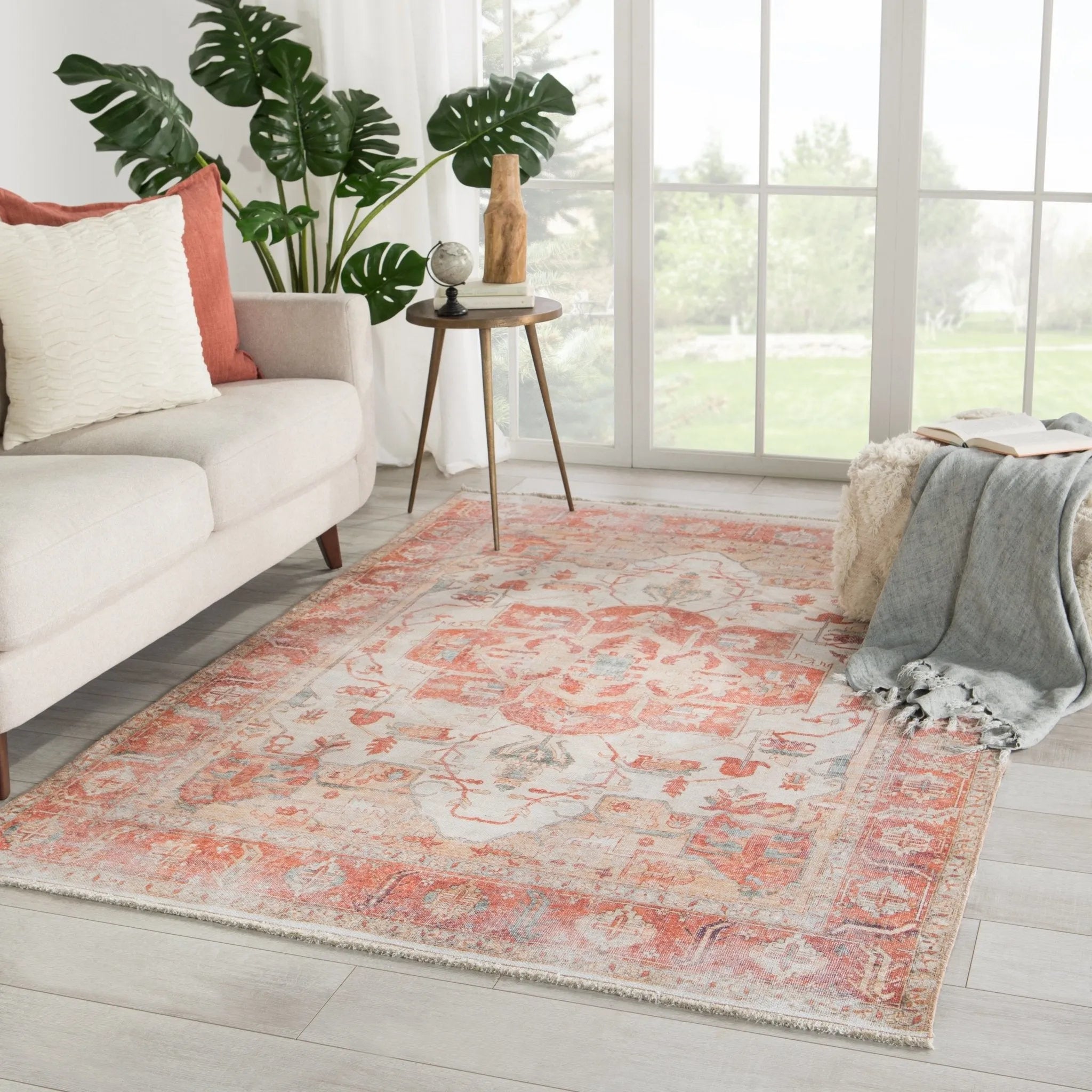 Boheme BOH01 Rhoda Orange/Ivory Rug - Baconco