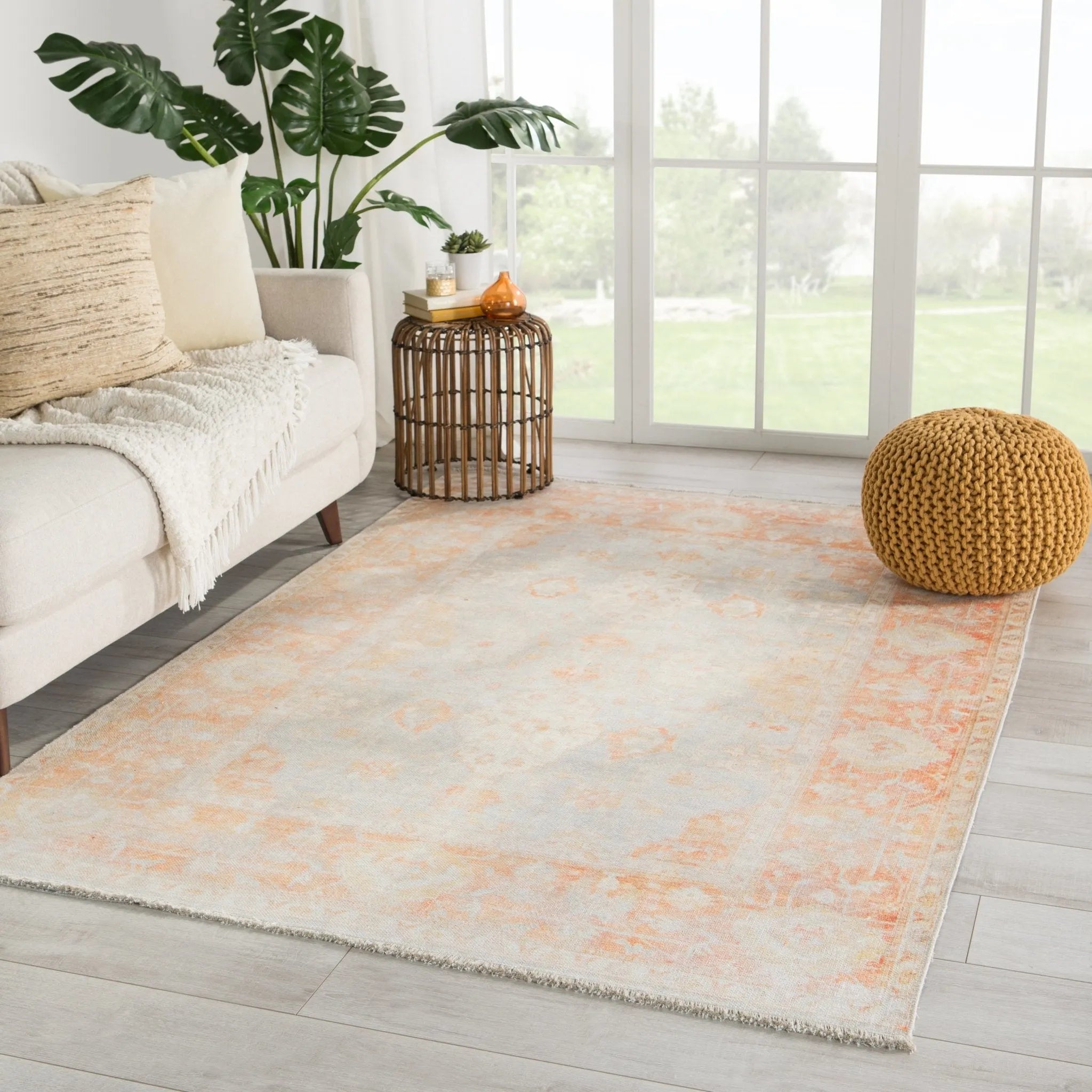 Boheme BOH02 Patrin Orange/Light Gray Rug - Baconco