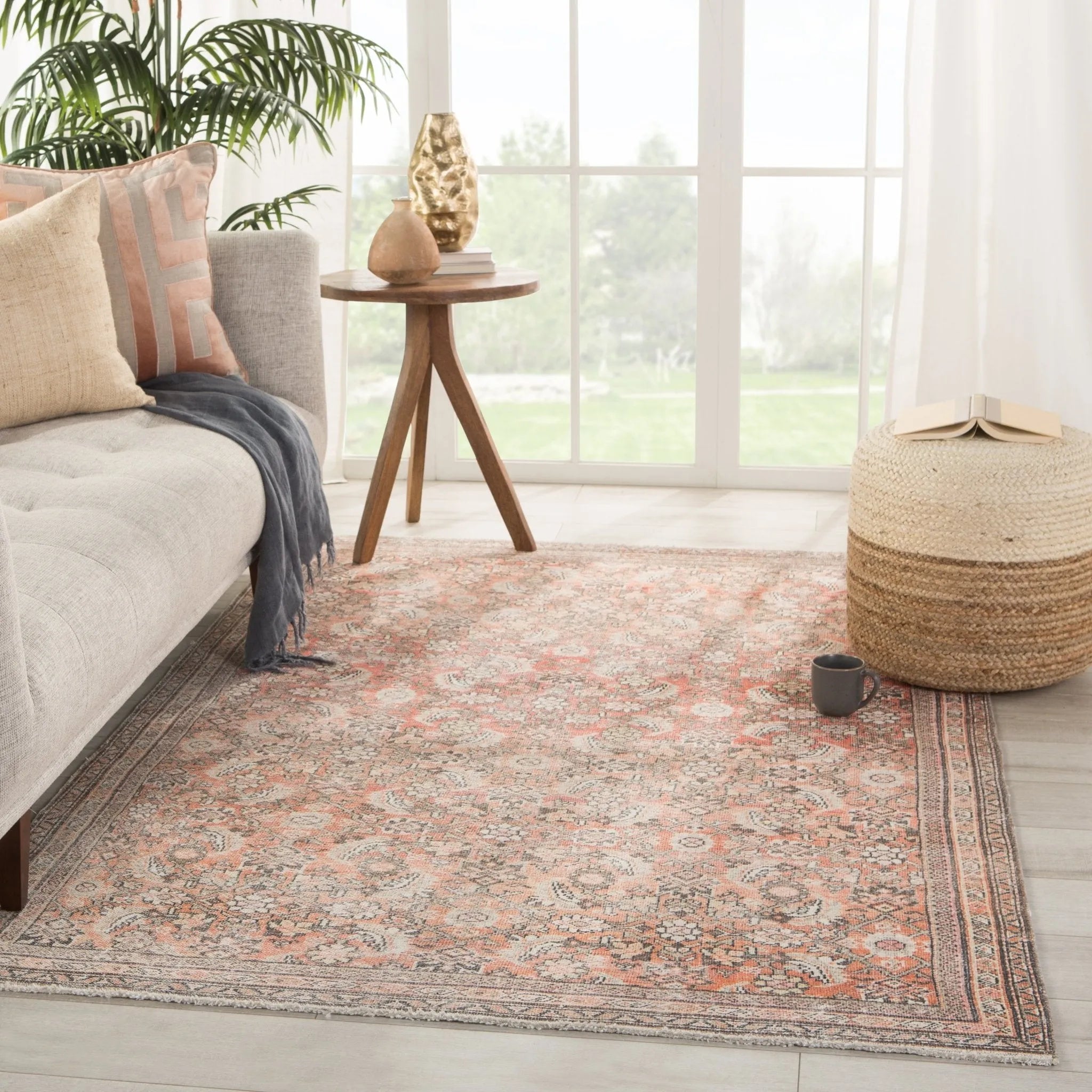 Boheme Boh11 Thistle Orange/Cream Rug - Baconco