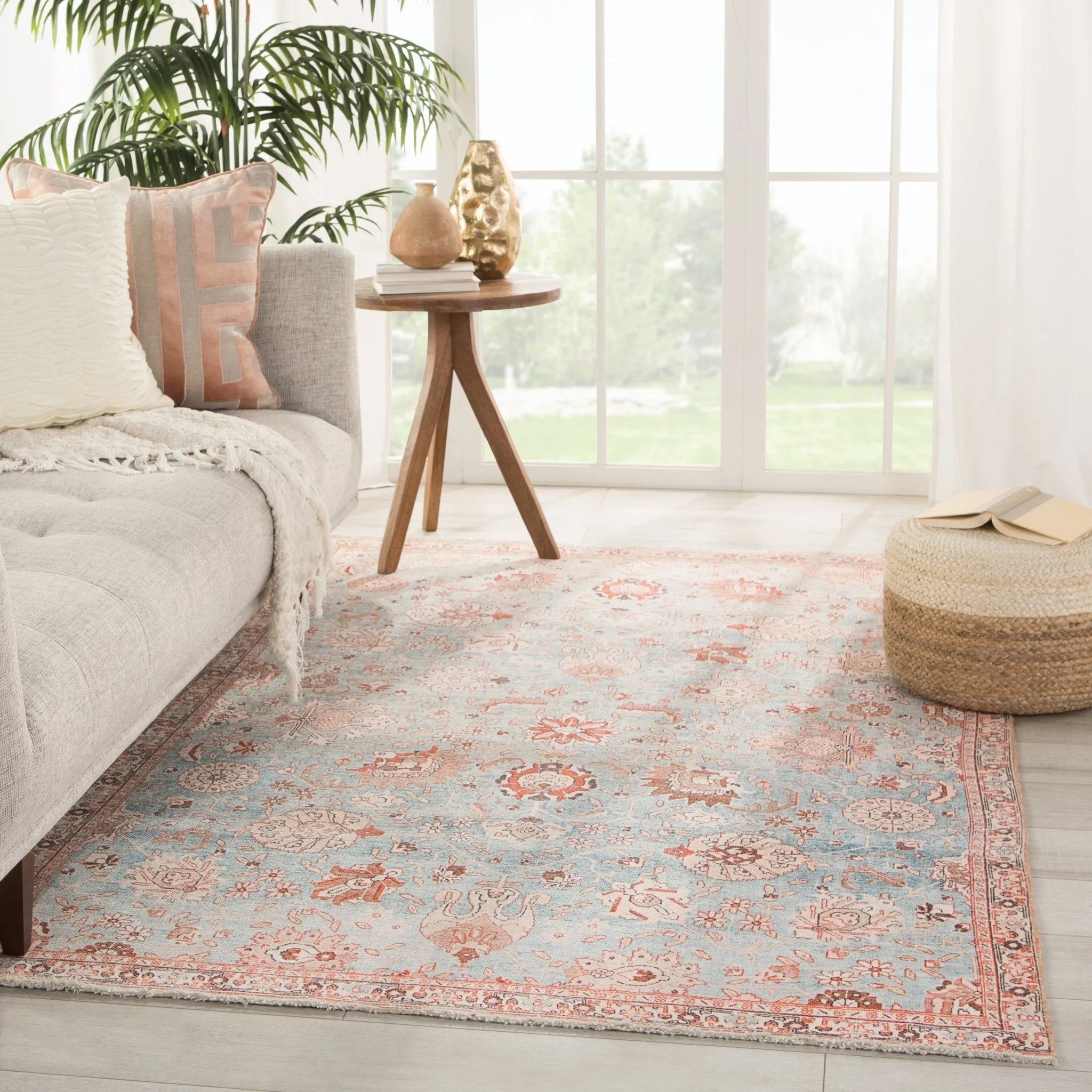 Boheme Boh14 Poppy Light Blue/Orange Rug - Baconco