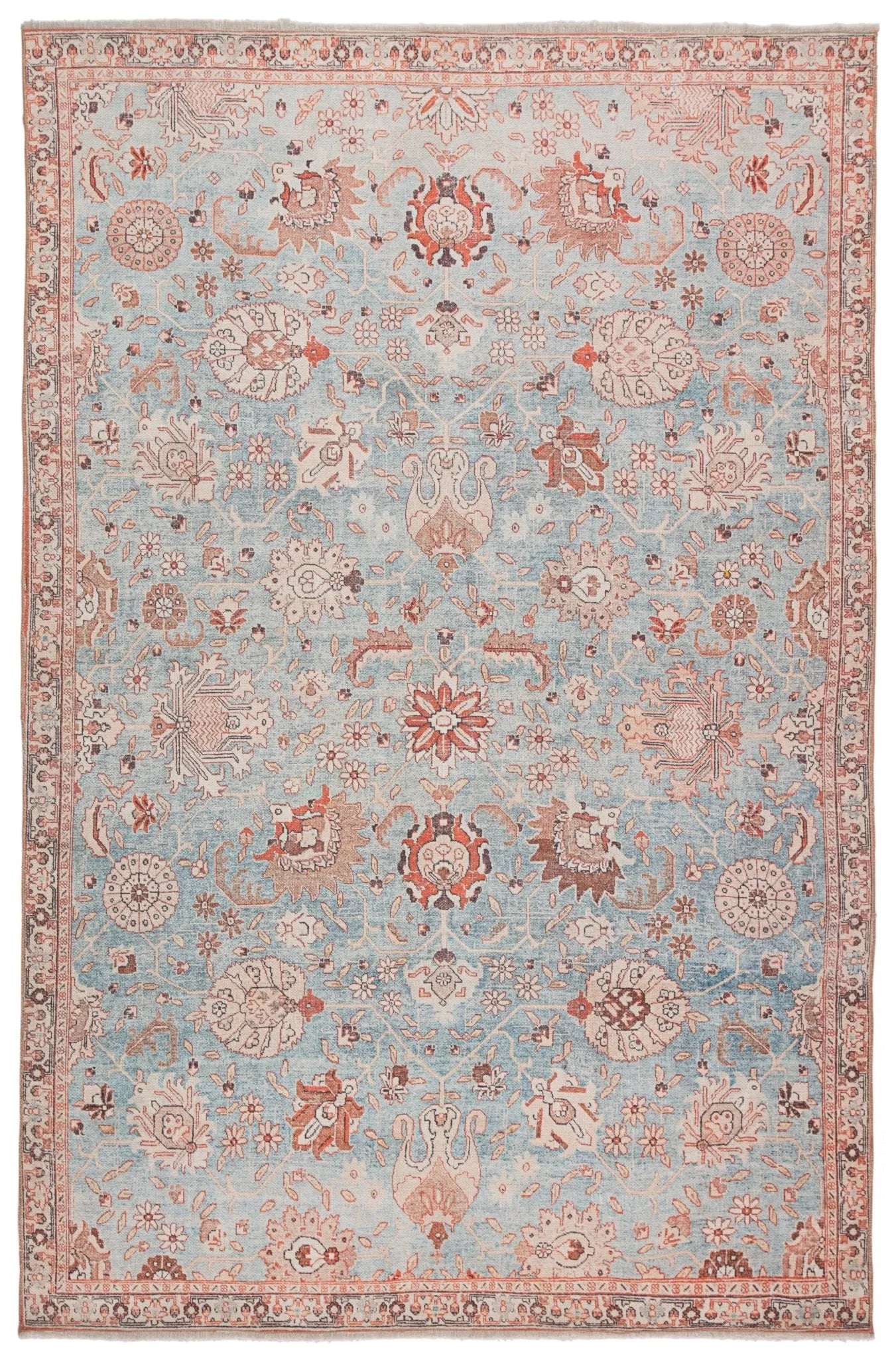 Boheme Boh14 Poppy Light Blue/Orange Rug - Baconco