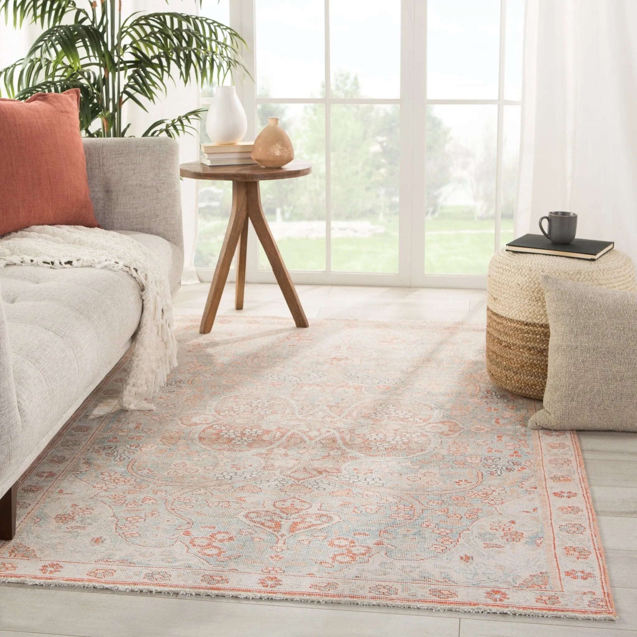 Boheme Boh15 Fay Orange/Light Blue Rug - Baconco