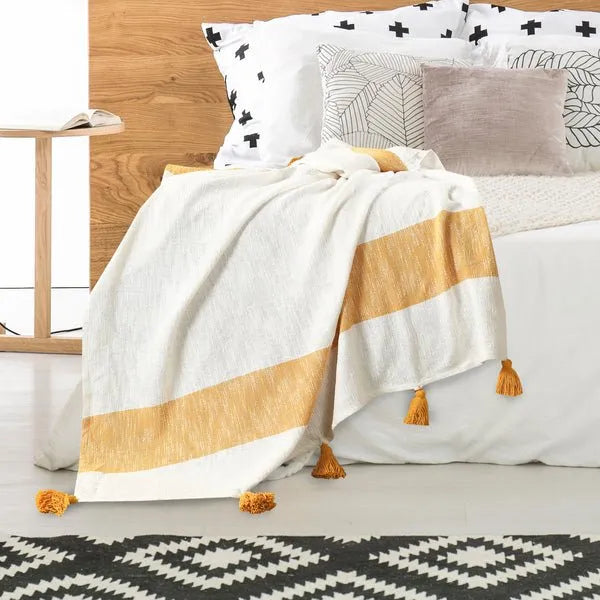 Borderline 80276GOW Golden White Throw Blanket - Baconco