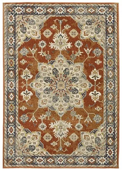 Branson BR04A Rust/Beige Rug - Baconco