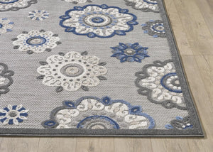 Calla 6932 Grey/Blue Suzani Rug - Baconco