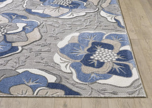 Calla 6935 Grey/Blue Flora Rug - Baconco