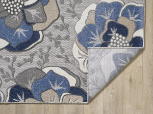 Calla 6935 Grey/Blue Flora Rug - Baconco