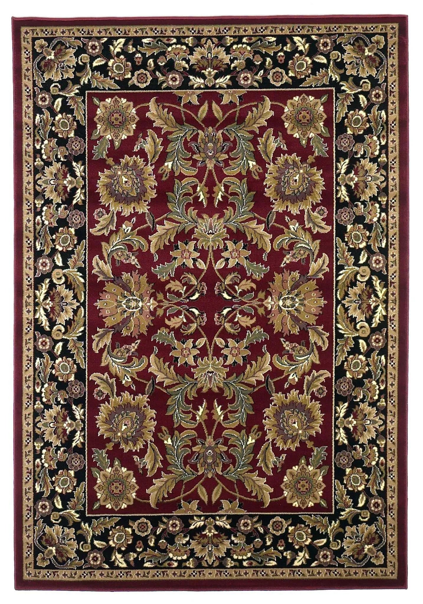 Cambridge 7301 Kashan Red/Black Rug - Baconco