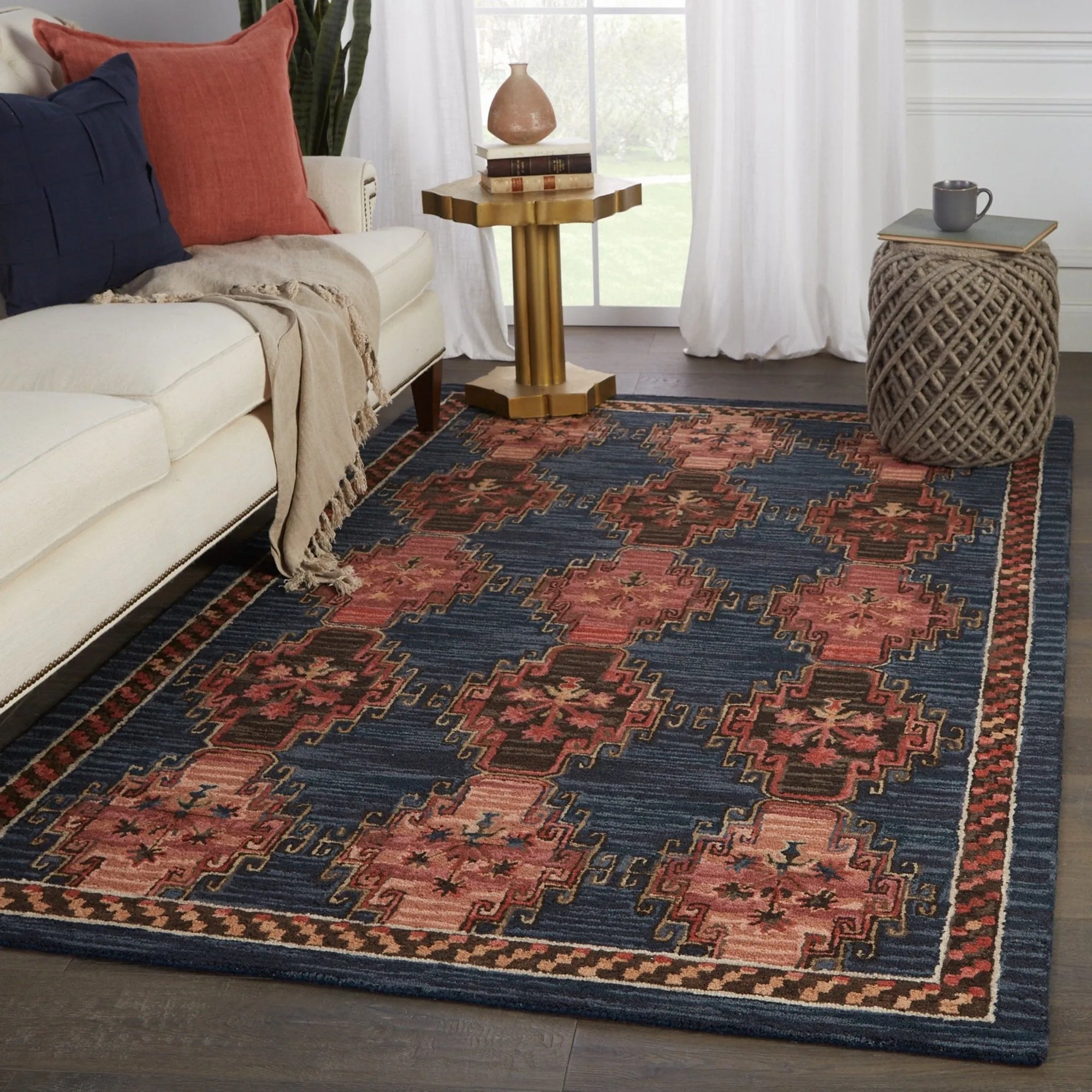 Cardamom Com11 Kyoto Dark Blue/Pink Rug - Baconco