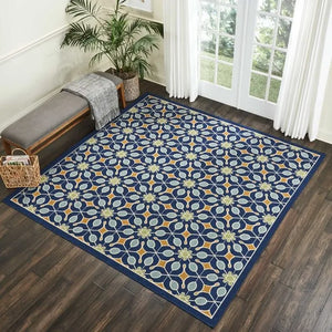 Caribbean CRB07 Navy Rug - Baconco