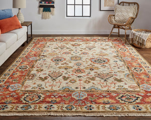 Carrington 9826805F Ivory/Red Rug - Baconco