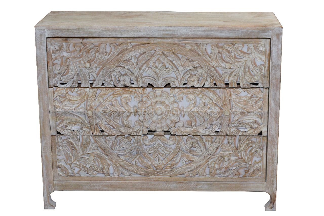 Carved Three Drawer Chest - Baconco