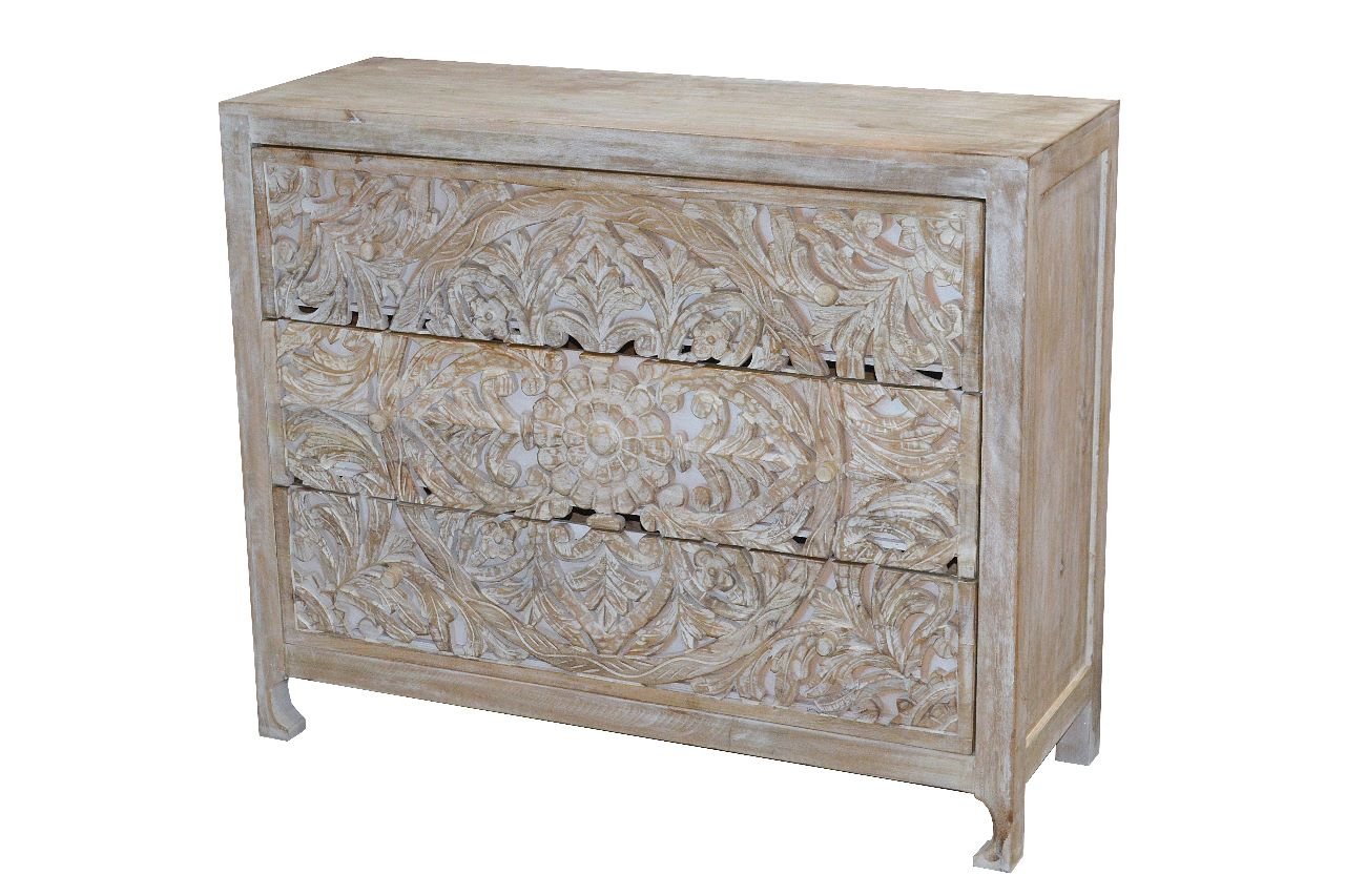 Carved Three Drawer Chest - Baconco