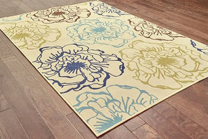 Caspian 3065Y Ivory/ Blue Rug - Baconco